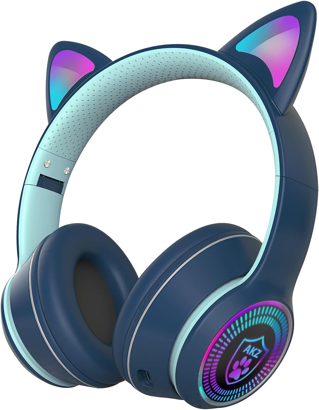 Cat Ear Gaming Headphones Wired AUX 3.5mm with LED Light, Over-Ear Headsets with Microphone X599648