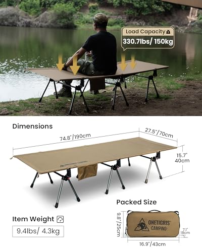 Height Adjustable Portable Folding Camping Cot (Ranger Green) N124