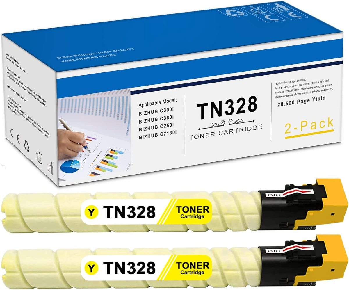 Compatible TN328 Toner Cartridge Replacement 2-Pack Yellow H605