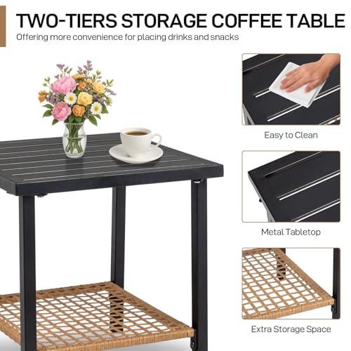 3-Piece Rattan Rocking Bistro Set with Cushions L984997