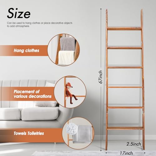 6-Tier Wooden Blanket Ladder Shelf A386049