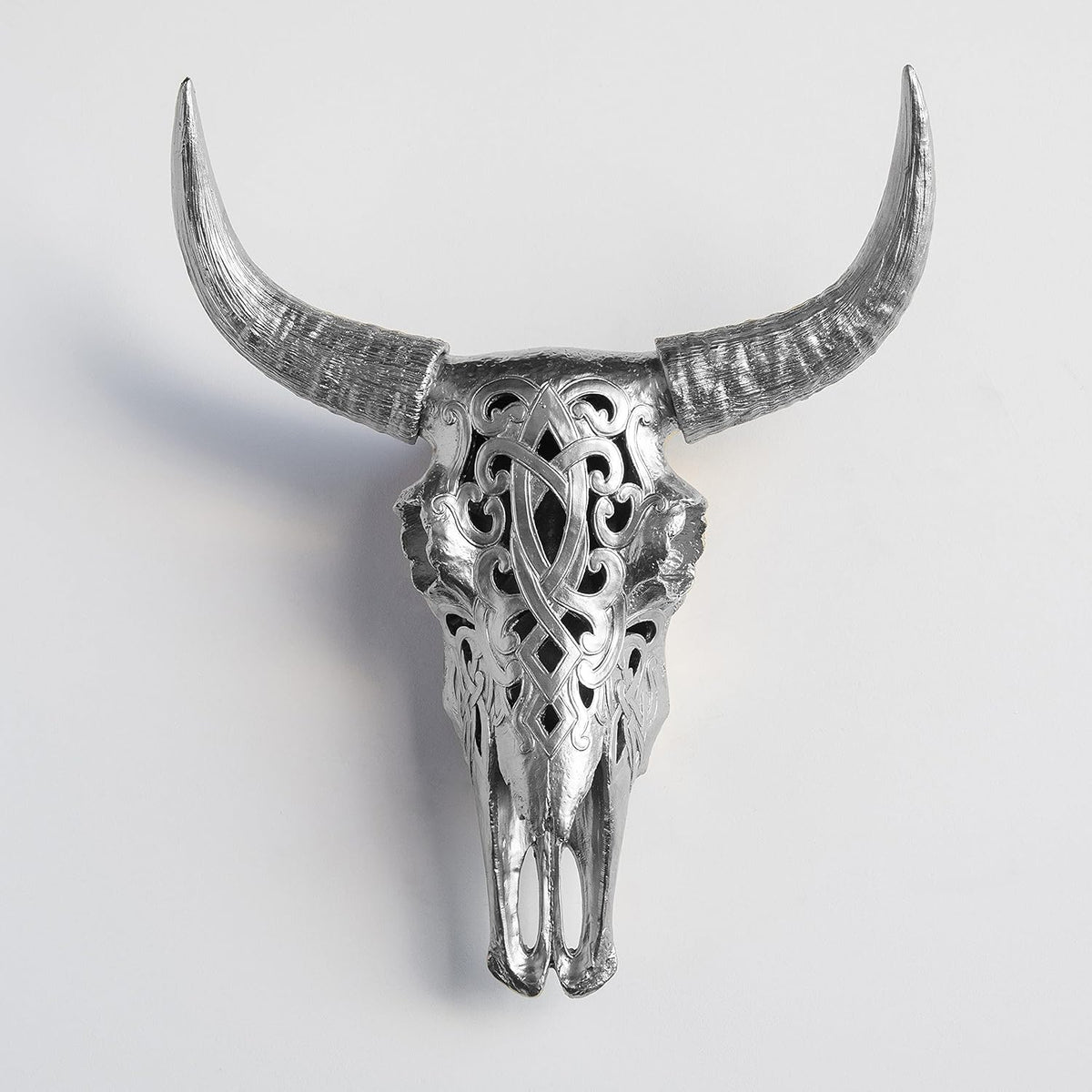 Faux Decorative Carved Cow Skull Wall Mount D3288