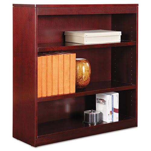 Mahogany Three-Shelf Corner Wood Veneer Bookcase I178279