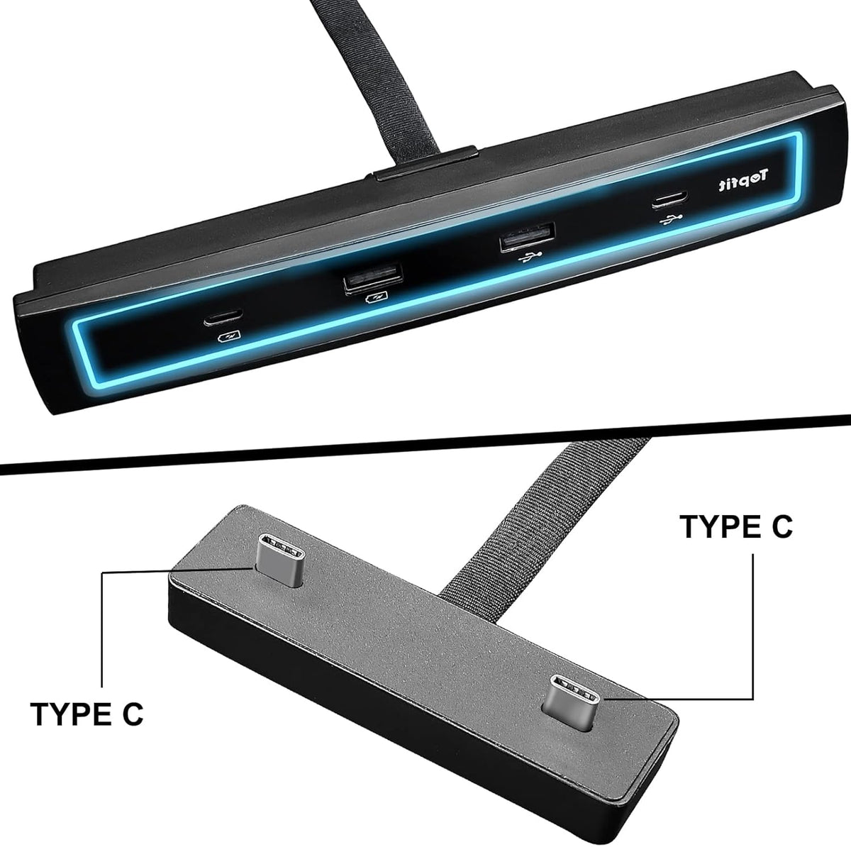 USB C Multiport HUB Adapter Charger Splitter, black Y1690