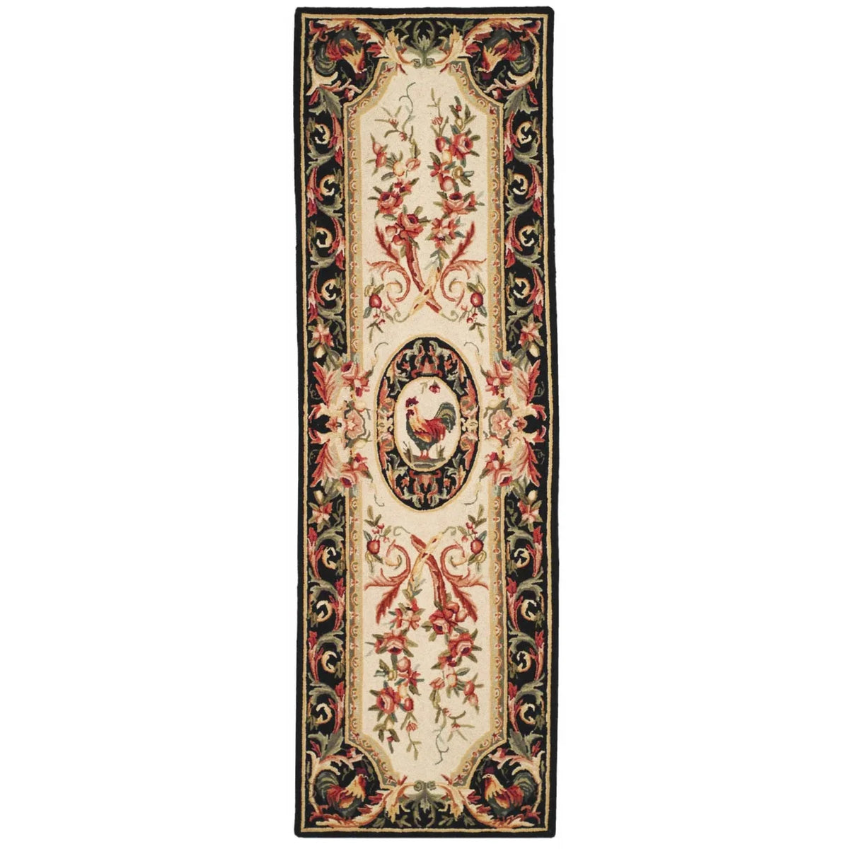 Ivory/Black Wool Novelty Area Rug O930653