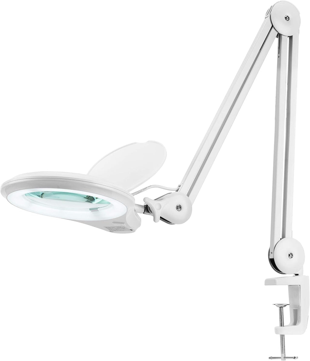 1,200 Lumens Dimmable LED Magnifying Lamp with Clamp, 5 Diopter, 5 Inches Lens, Gray U75673