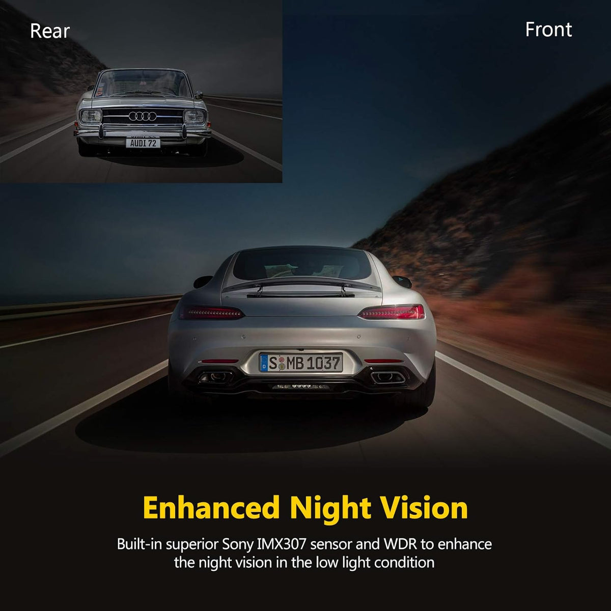 WiFi Dash Cam Front and Rear Dual Cam Car DVR T42990
