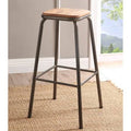 Gray Metal Frame Wooden Bar Stool R2758