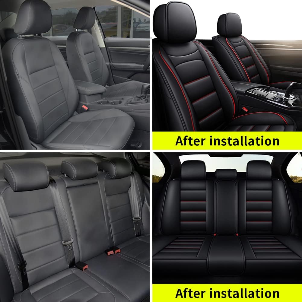 Faux Leather Waterproof Car Seat Covers Full Set with Airbag Compatible M166