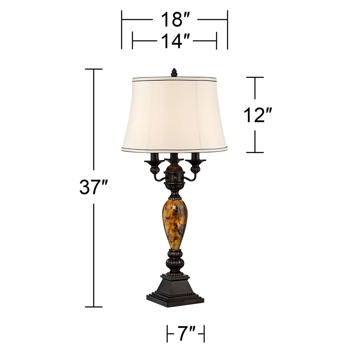 Traditional Table Lamp 37" Tall Bronze with White Bell Shade C9424