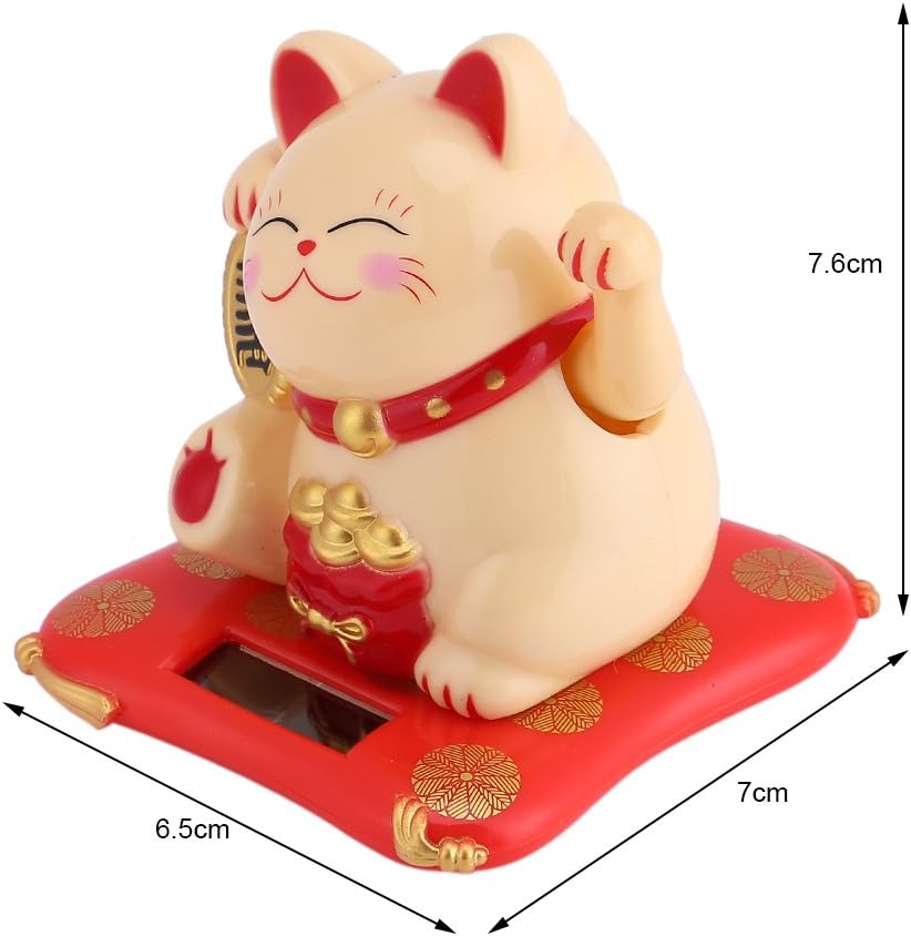 Solar Powered Waving Arm Lucky Cat White O8100