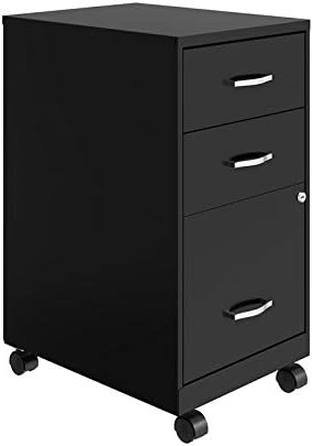 3 Drawer Metal Mobile File Cabinet with Lock, Black D714382