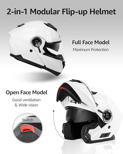 Modular Full Face Motorcycle Helmet with Flip Up Dual Visor W439