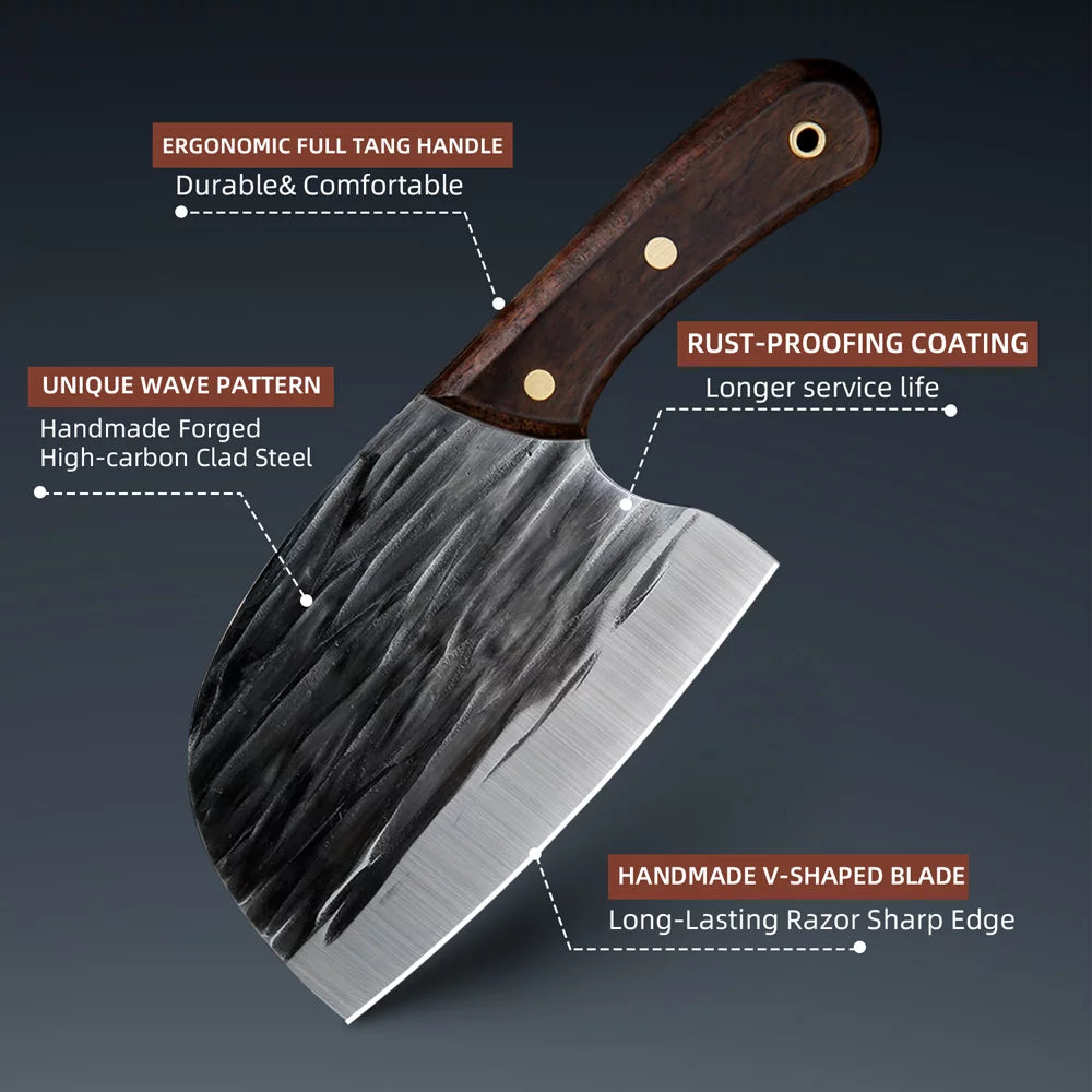6" High Carbon Steel Full Tang Meat Cleaver Knife T211188