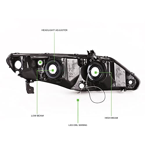 Compatible With 2006-2011 Honda Civic 4 Door Sedan Black Housing Headlights L216
