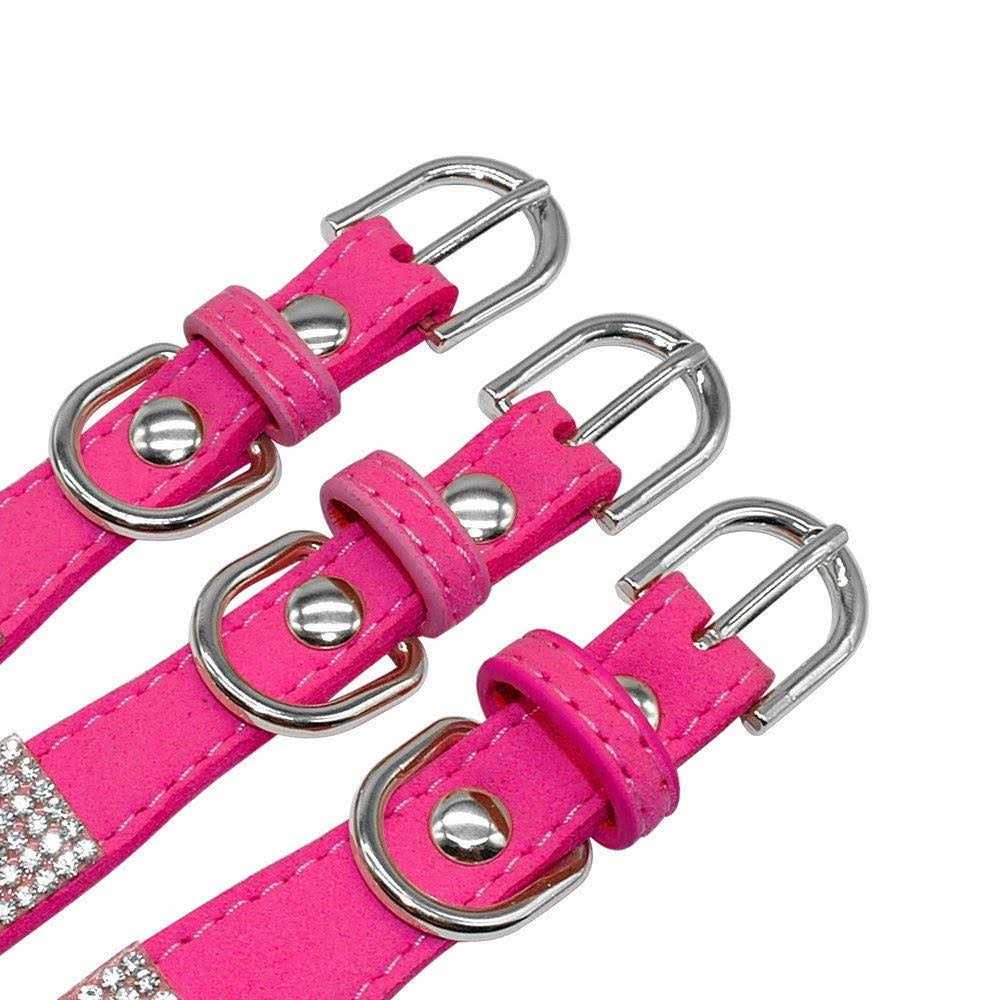 Rhinestone Soft Suede Leather Dog Collar H2139