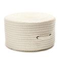 White Handmade Round Pouf Ottoman D863
