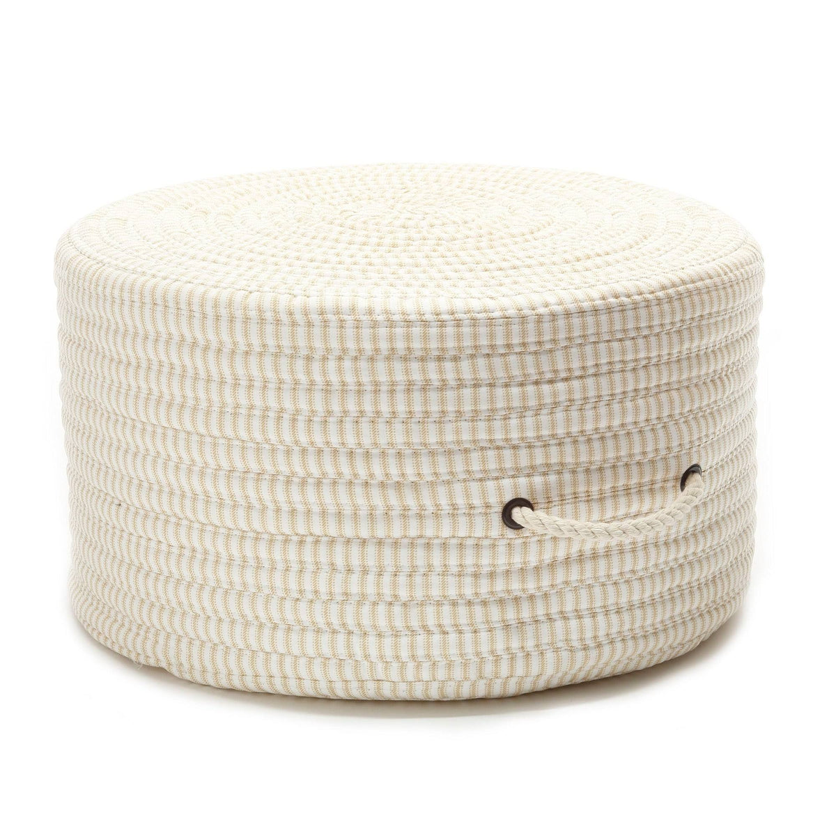 White Handmade Round Pouf Ottoman D863