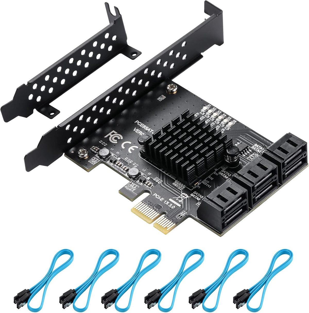 6 Port SATA 3.0 PCIe Controller Card with 6 SATA Cables W531117