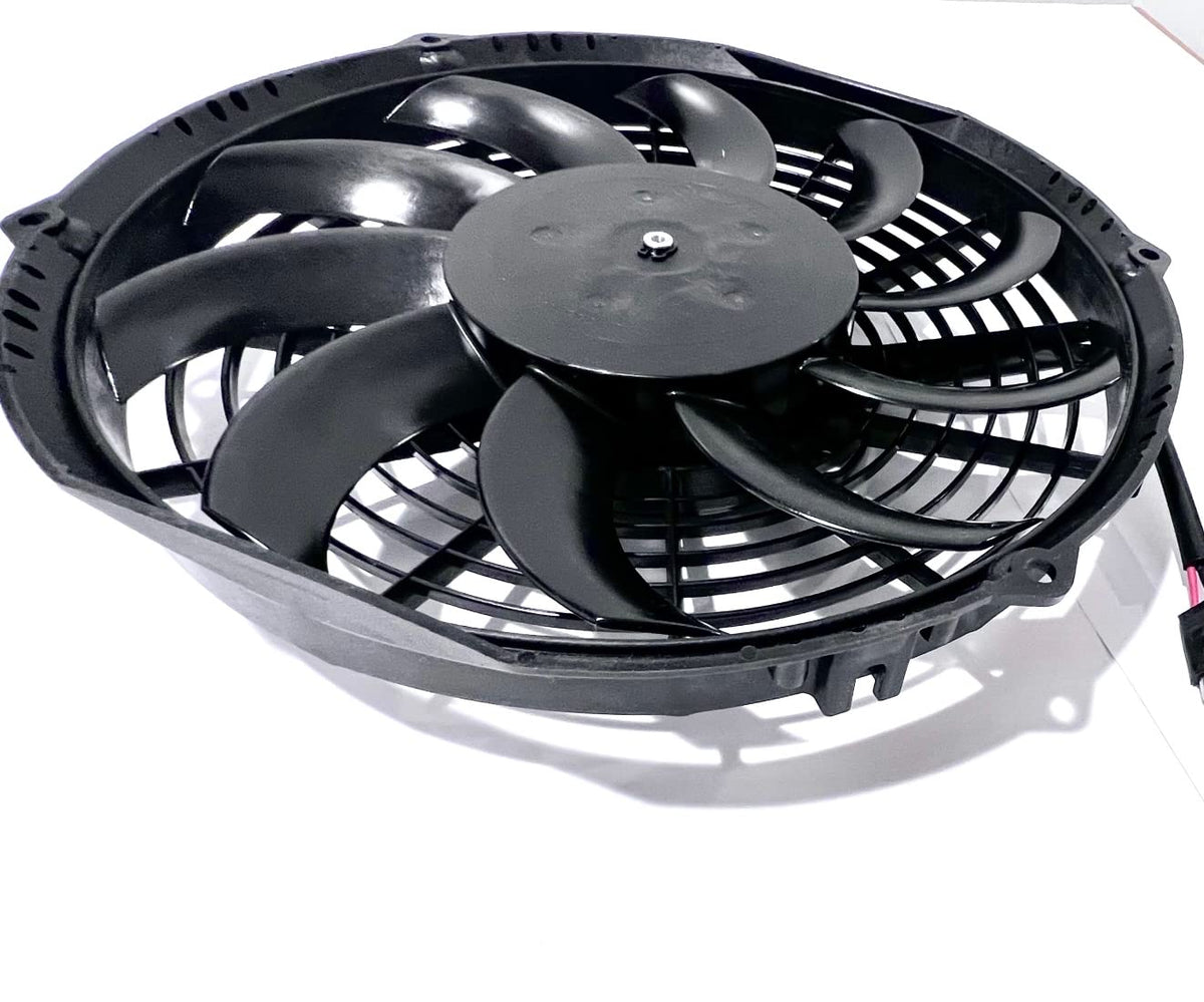 10" 12 Volt Curved Blade Puller Fan with Wire Harness Pack of 2 Y5619