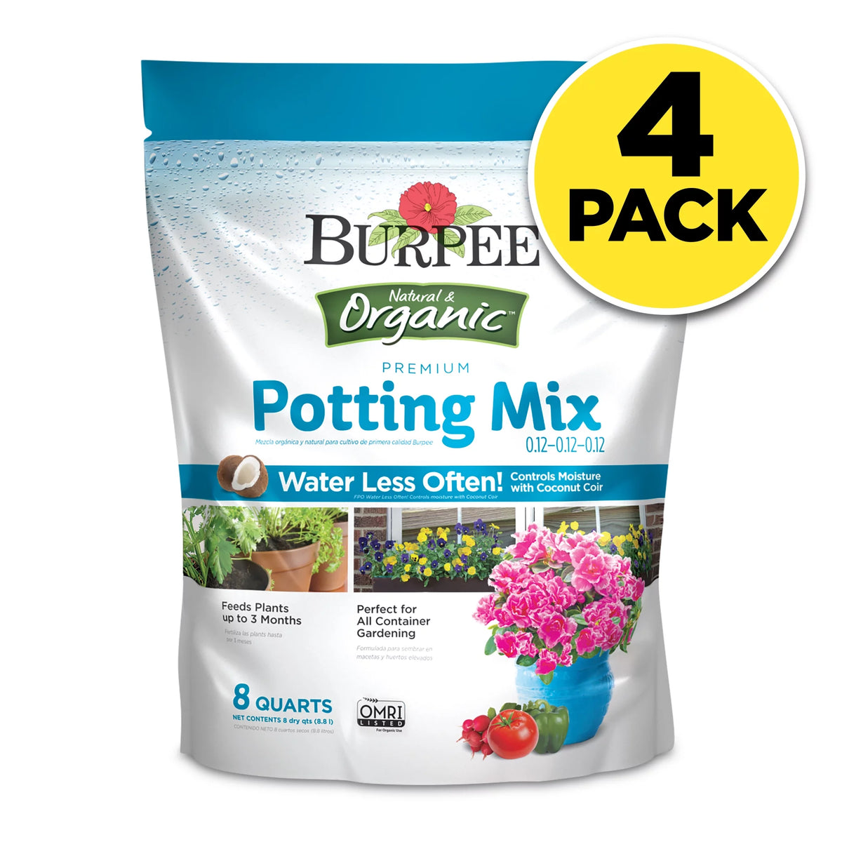 Natural & Organic 8 qt Potting Mix 4 Pack Y580