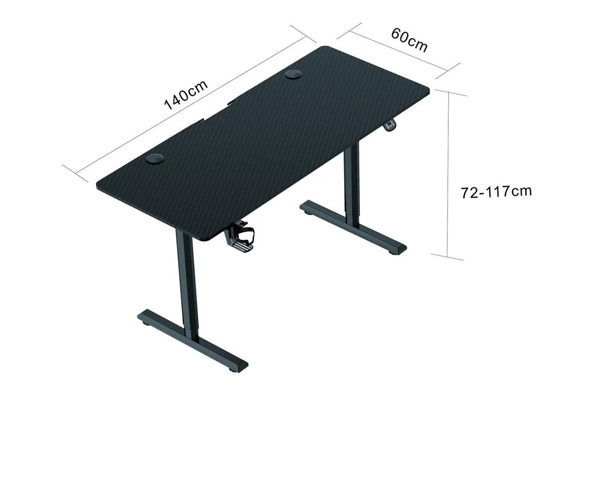 Electric Standing Desk, 140 x 60 cm Steel Adjustable Height Desk H311732