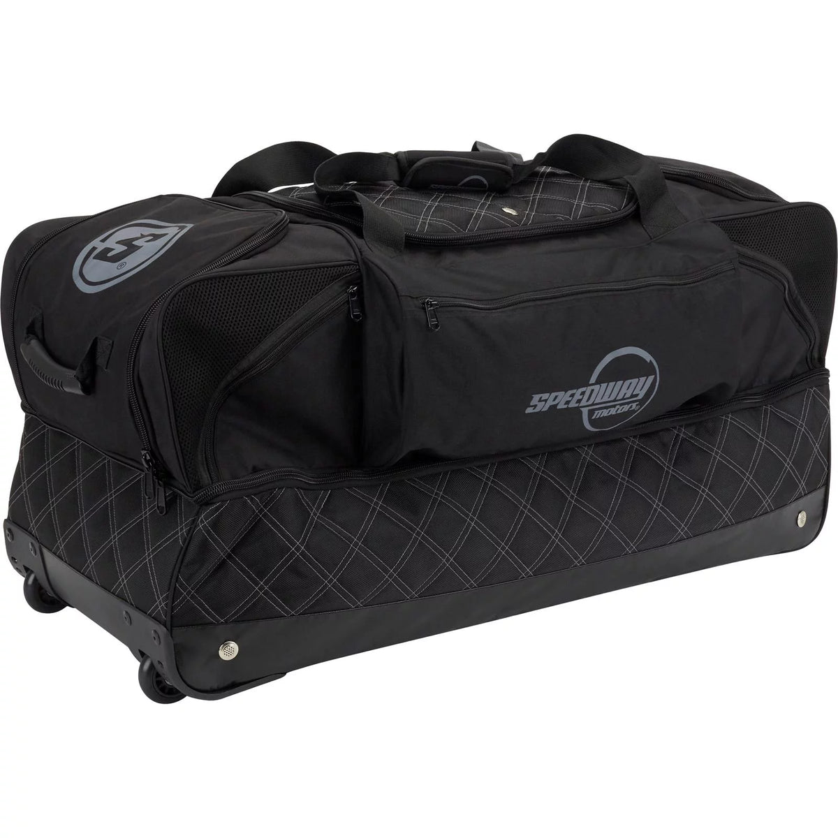 Large Multi-Compartment Nylon Travel Gear Bag with Wheels I6006