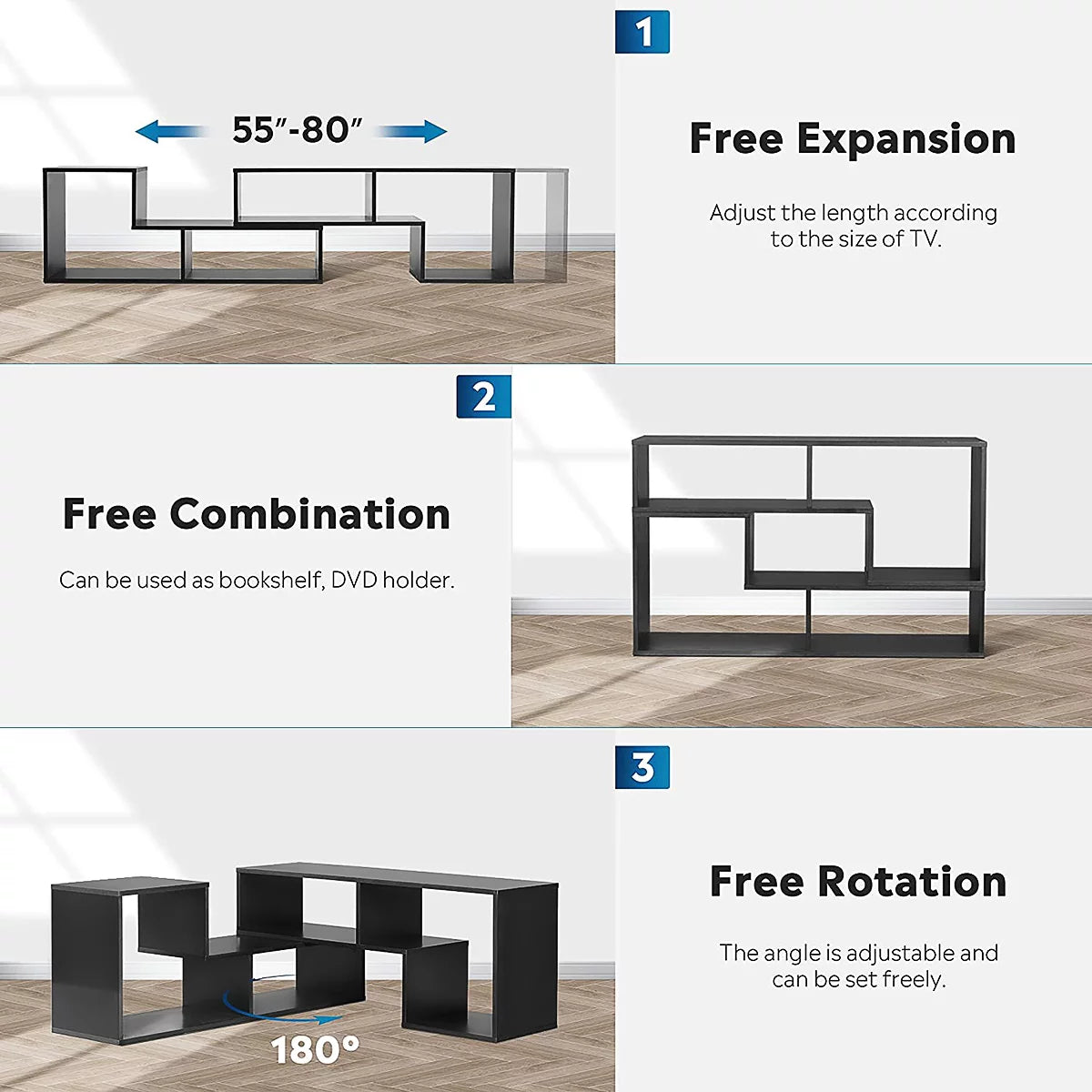 40'' - 80'' TV Stand Convertible Storage Bookcase O500415
