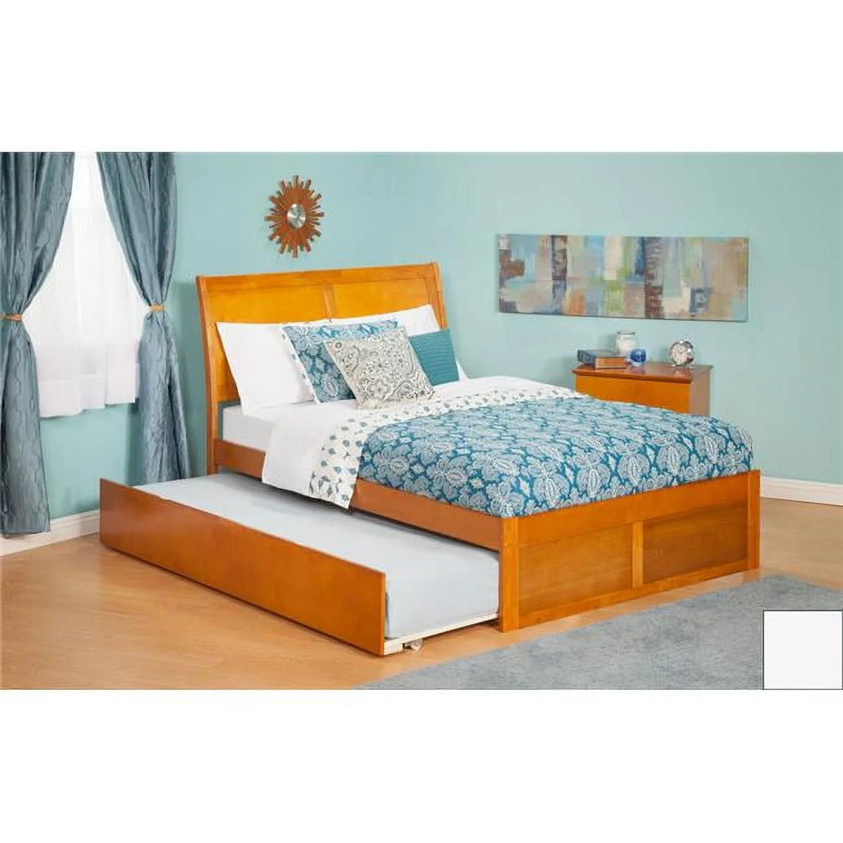 Twin Bed with Flat Panel Footboard and Trundle A7765