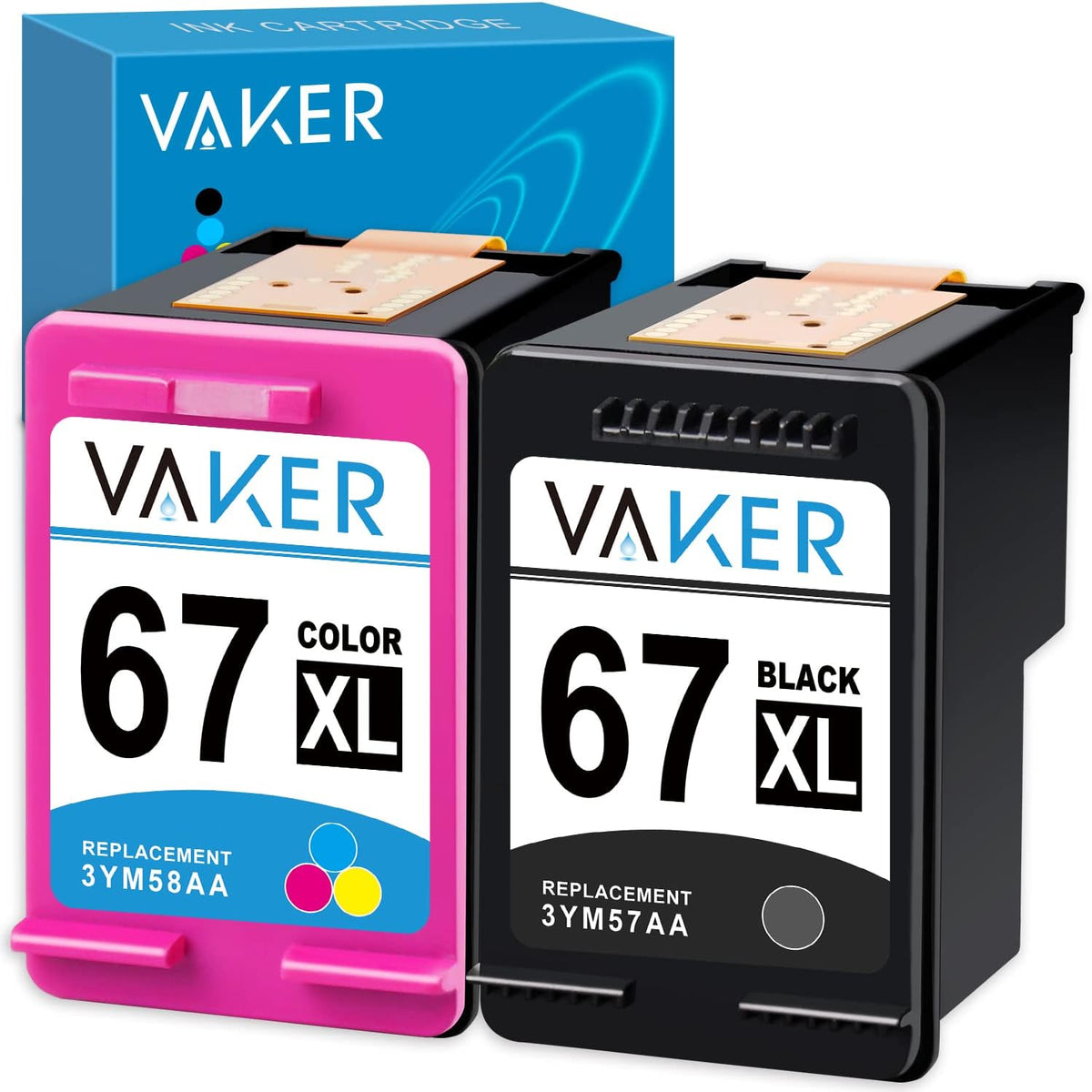 Remanufactured Ink Cartridge Replacement for HP 67 67XL Pack of 2 B3276
