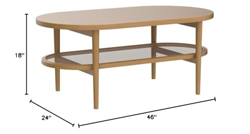 2-Tier Oval Coffee Table with Storage Shelf T1151