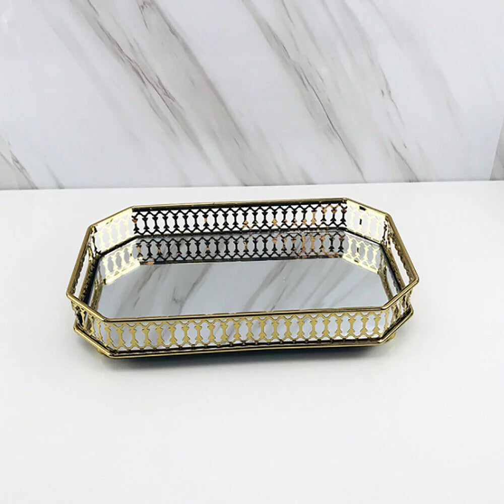 Vintage Glass Metal Vanity Tray P32318