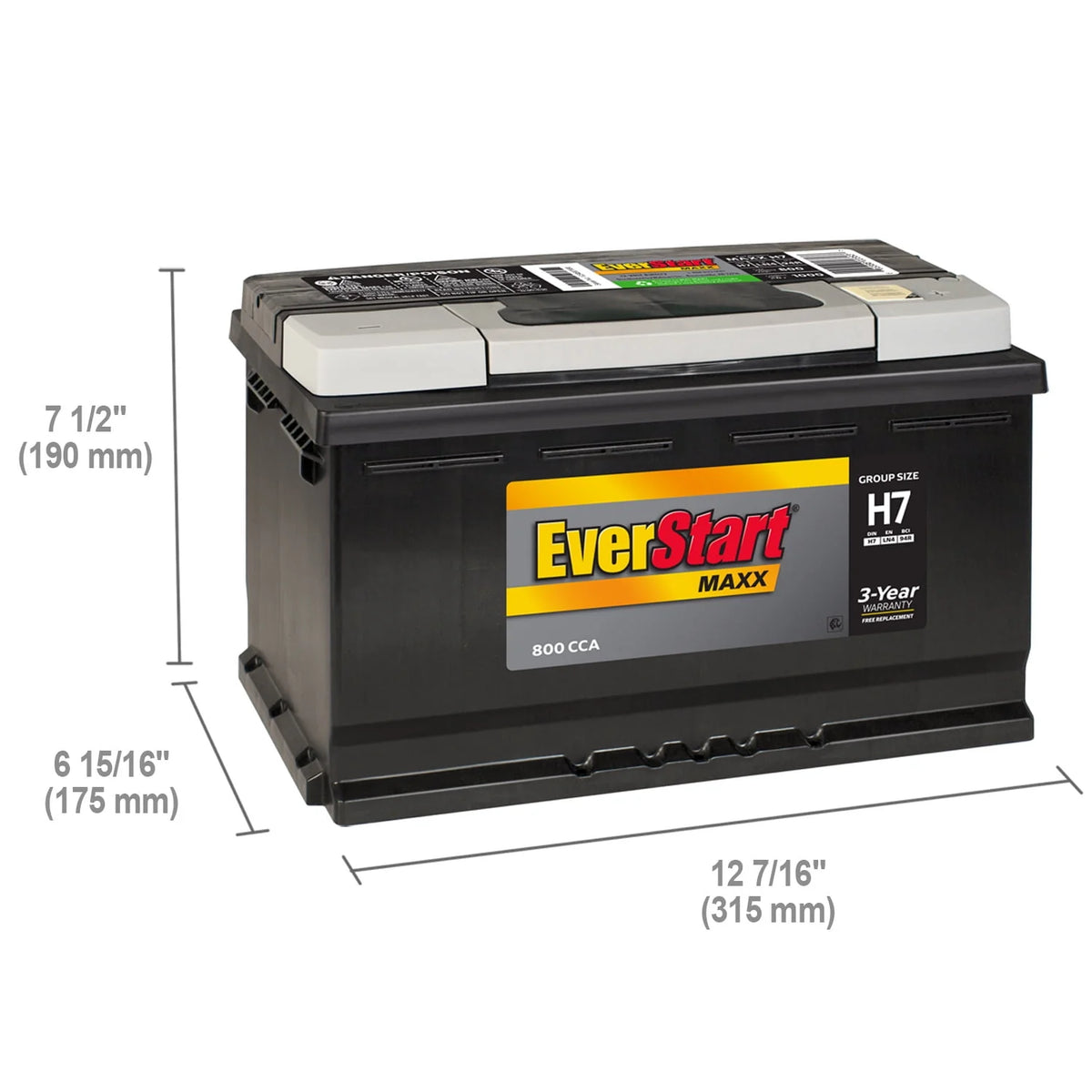 Lead Acid Automotive Battery Group Size H7 12 Volt 800 CCA J7876