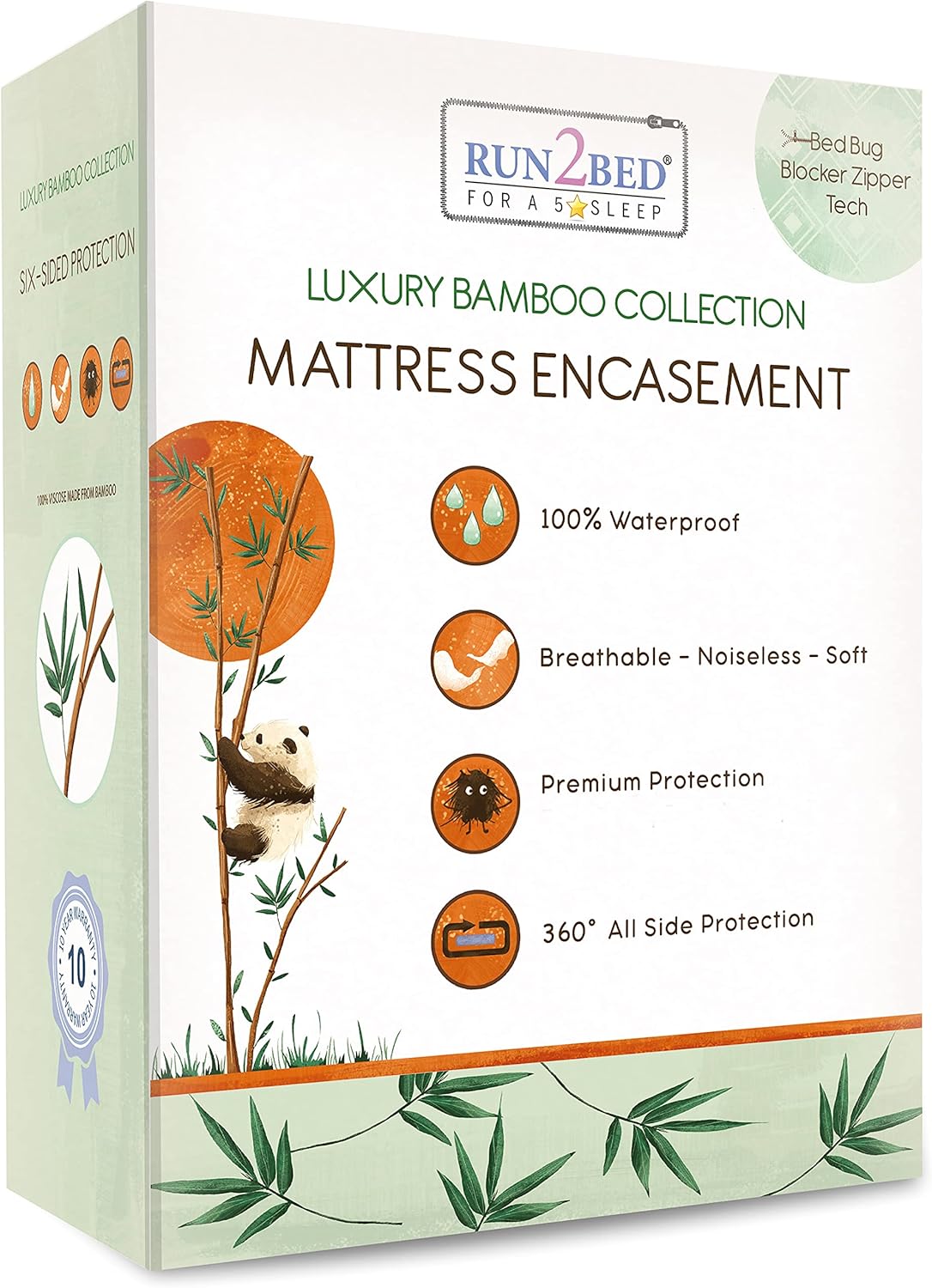 Split King Bamboo Zippered Waterproof Mattress Encasement A580