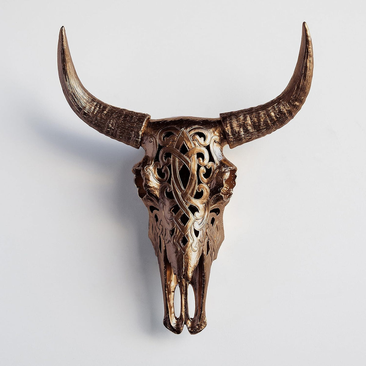 Faux Decorative Carved Cow Skull Wall Mount D3288