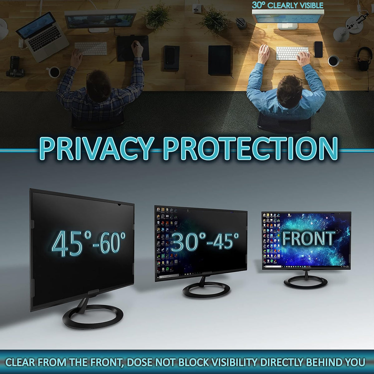 Privacy Screen Filter for 24 Inches Widescreen Monitor, 20.9 x 11.8 inch, Pack of 2 R9824
