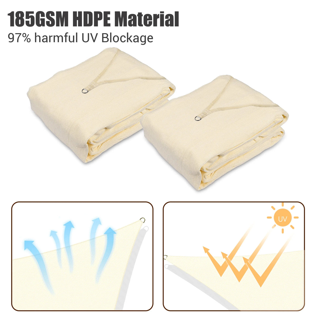 Off White Rectangle Sun Shade Sail Canopy I243856