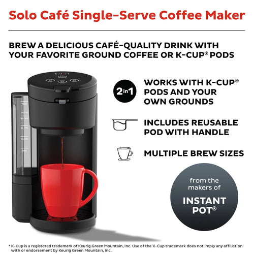 2-in-1 Single Serve Coffee Maker for K-Cup Pods and Ground Coffee, Black S80929
