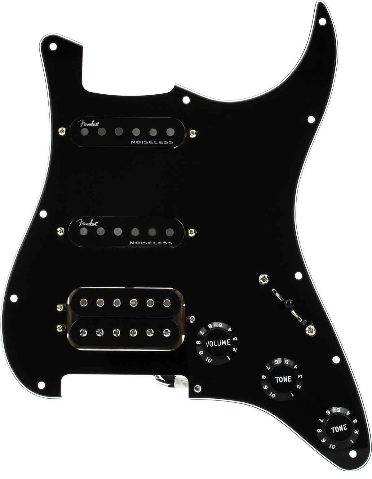 Black 3-Ply Pre-Wired Stratocaster Pickguard V640