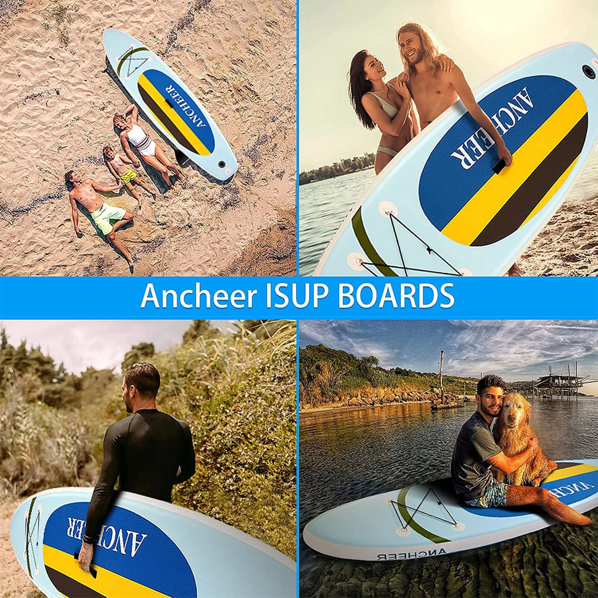 Yellow Inflatable Stand Up Paddle Board with Bag H331772