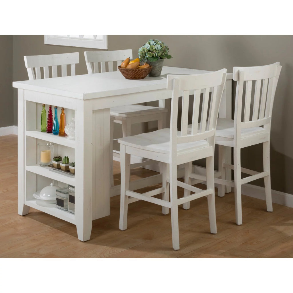 Solid Pine 60" Counter Height Table with 3 Shelf Storage Q283