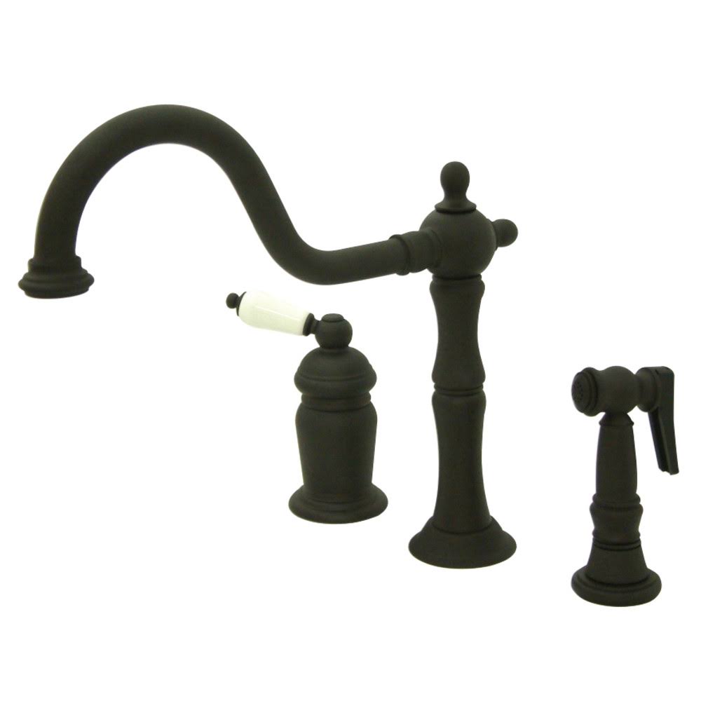 Oil Rubbed Bronze Single Handle Widespread Kitchen Faucet with Brass Sprayer S978546