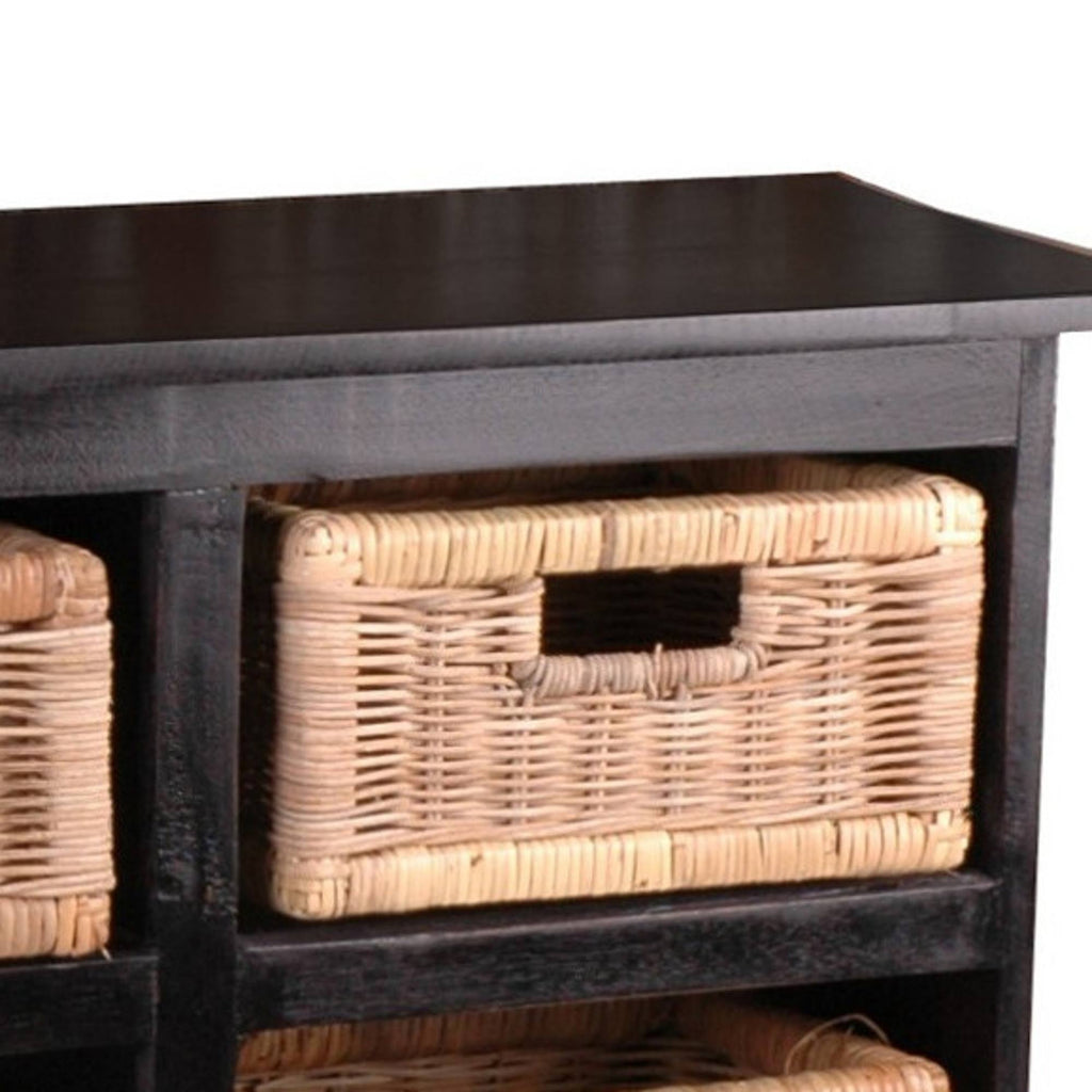 Black and Beige Six Basket Cabinet Y87514