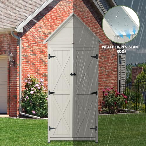 71" Wooden Outdoor Storage Shed with Adjustable Shelves G56534