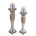 Set of 2 Silver Candle Holder Y146