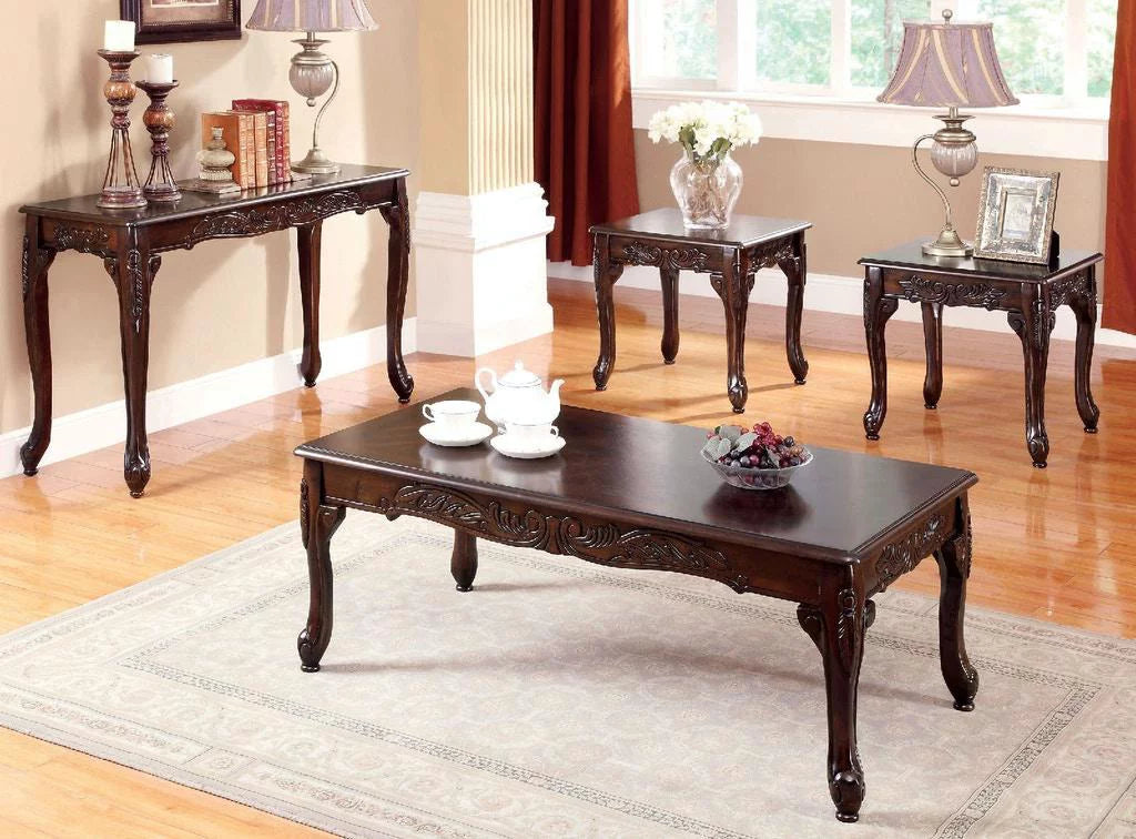 Traditional Brown & Espresso Living Room Set 6pcs J256899