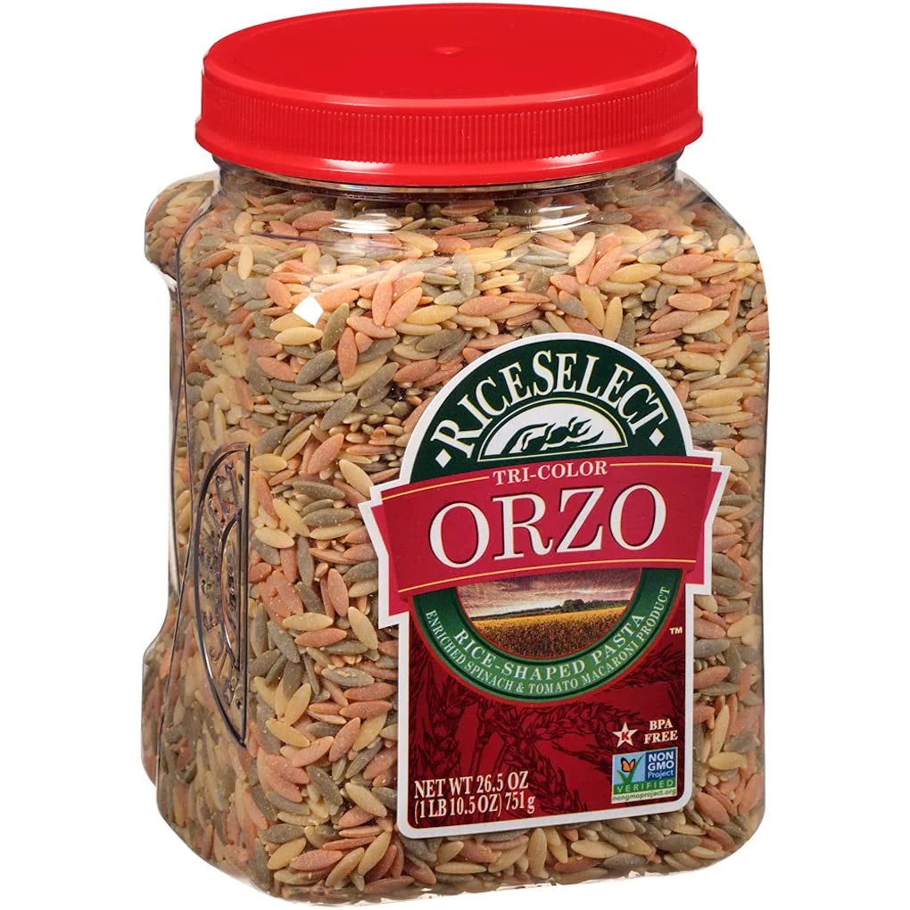 26.5 oz Tri-Color Orzo Pasta (Pack of 4 Jars) O450