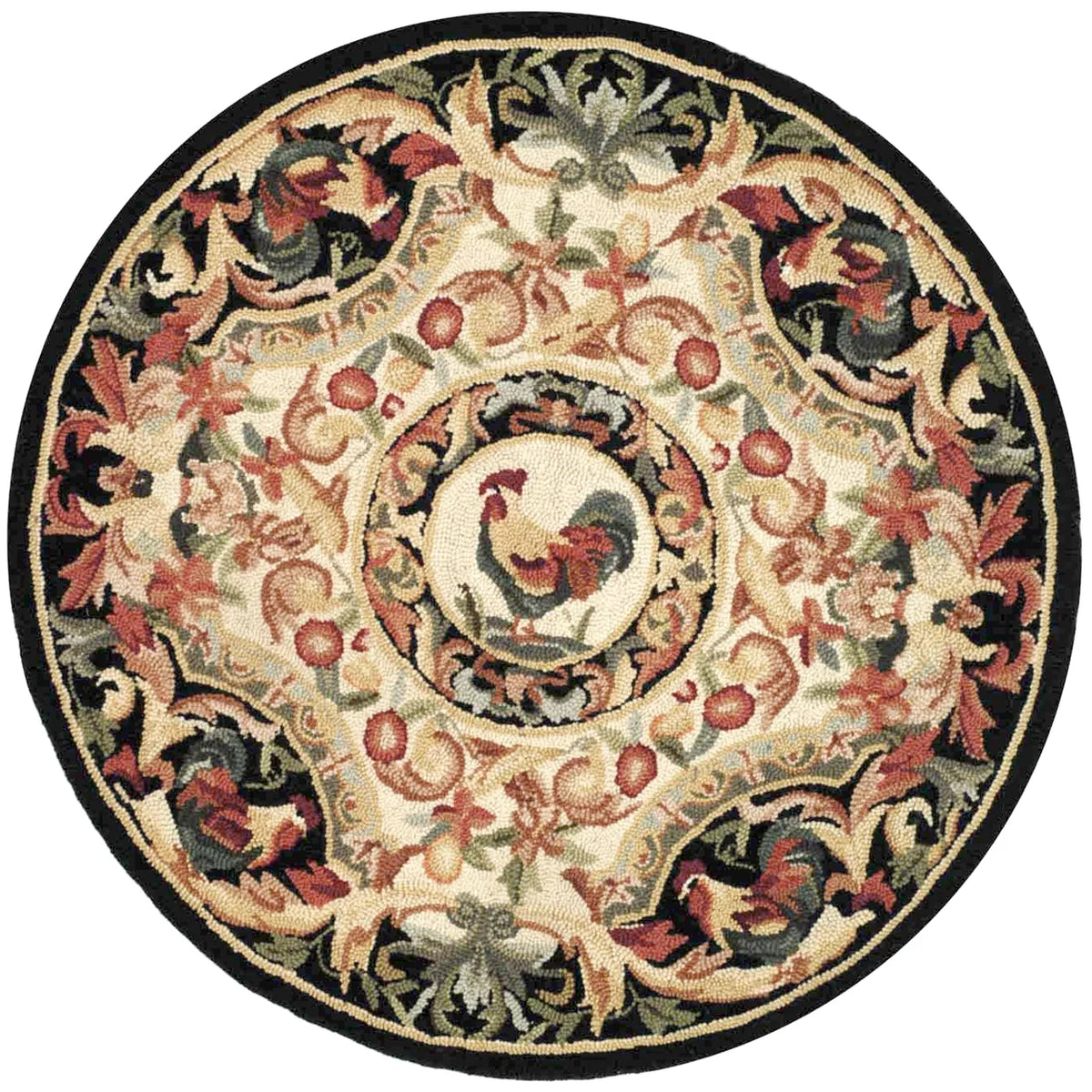 Ivory/Black Wool Novelty Area Rug O930653