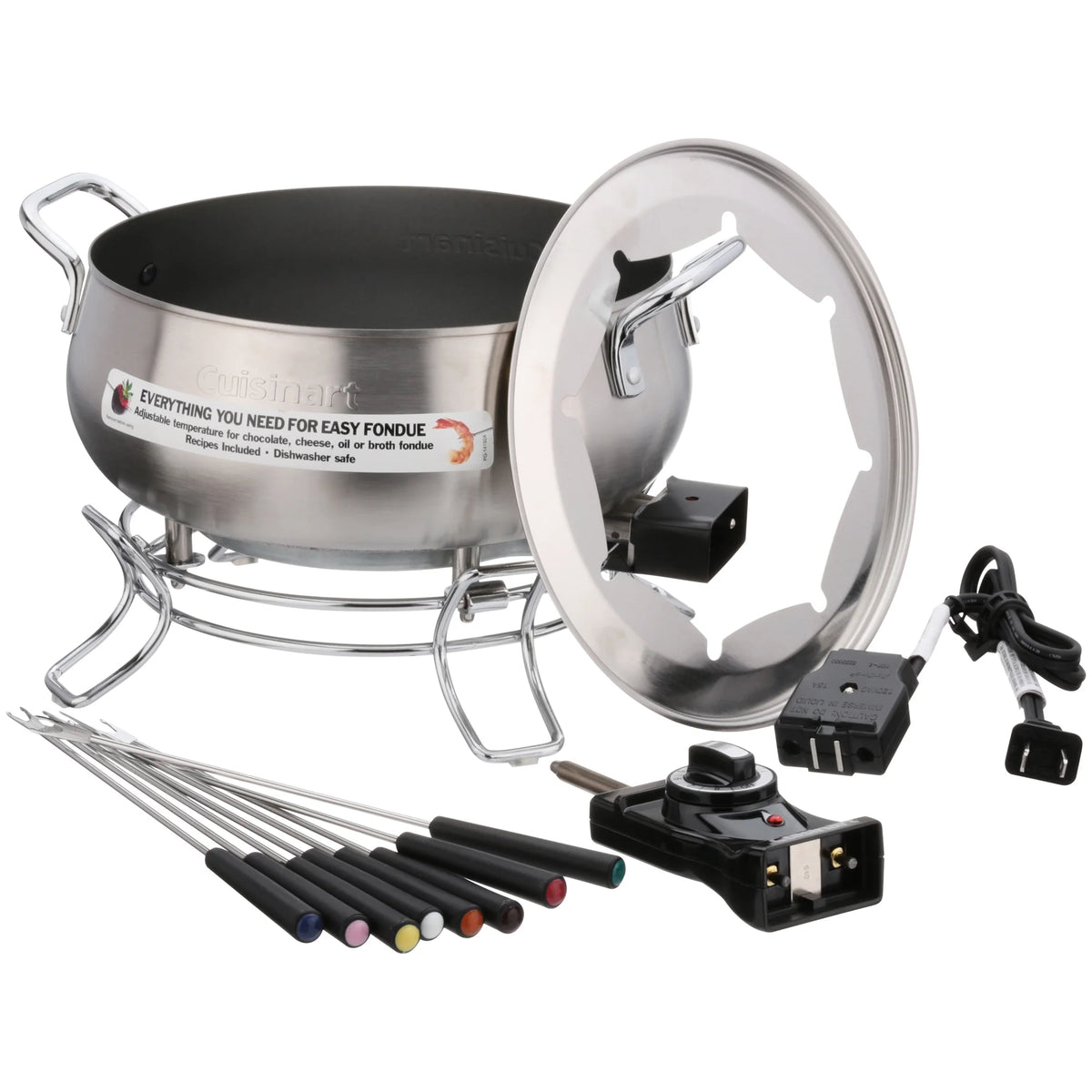 3-Quart Stainless Steel Electric Fondue Pot with Forks D7579
