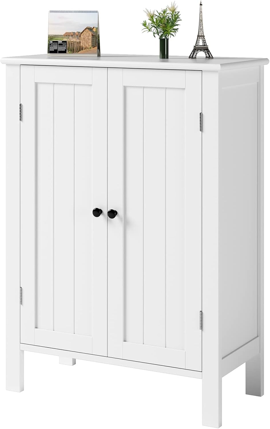 White 2 Door Bathroom Floor Cabinet with Adjustable Shelves H865087